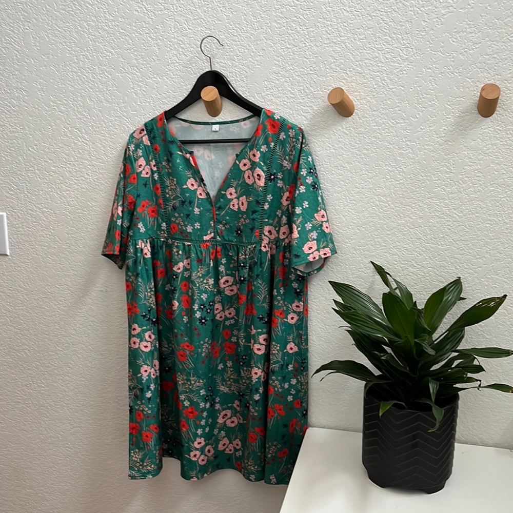 Green Floral Boho Dress